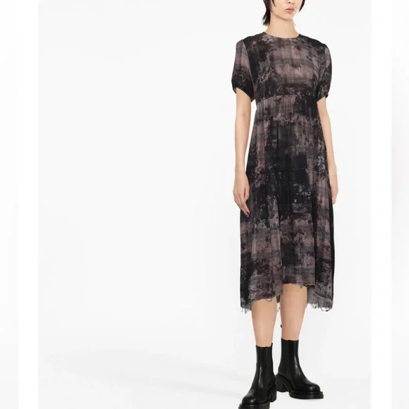 R13 bleached-effect midi shift dress Medium - Picture 2 of 5